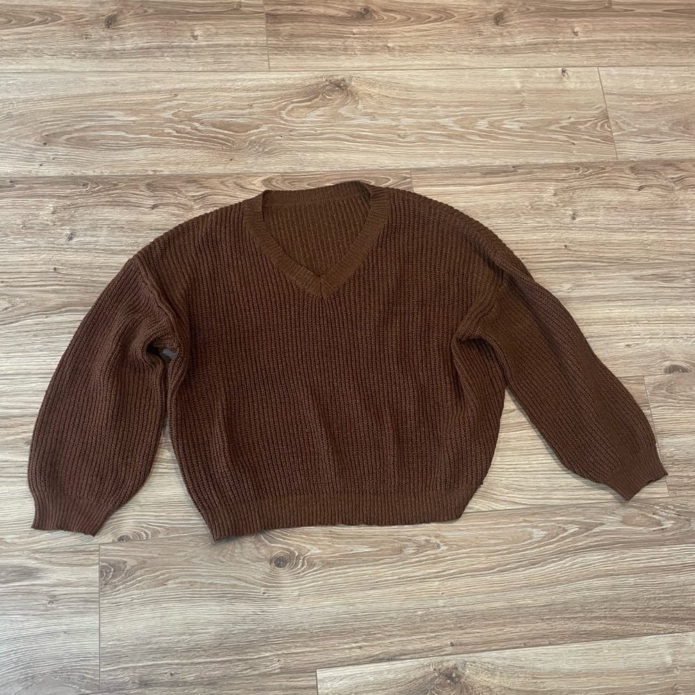 SHEIN Chocolate Brown Knit Sweater